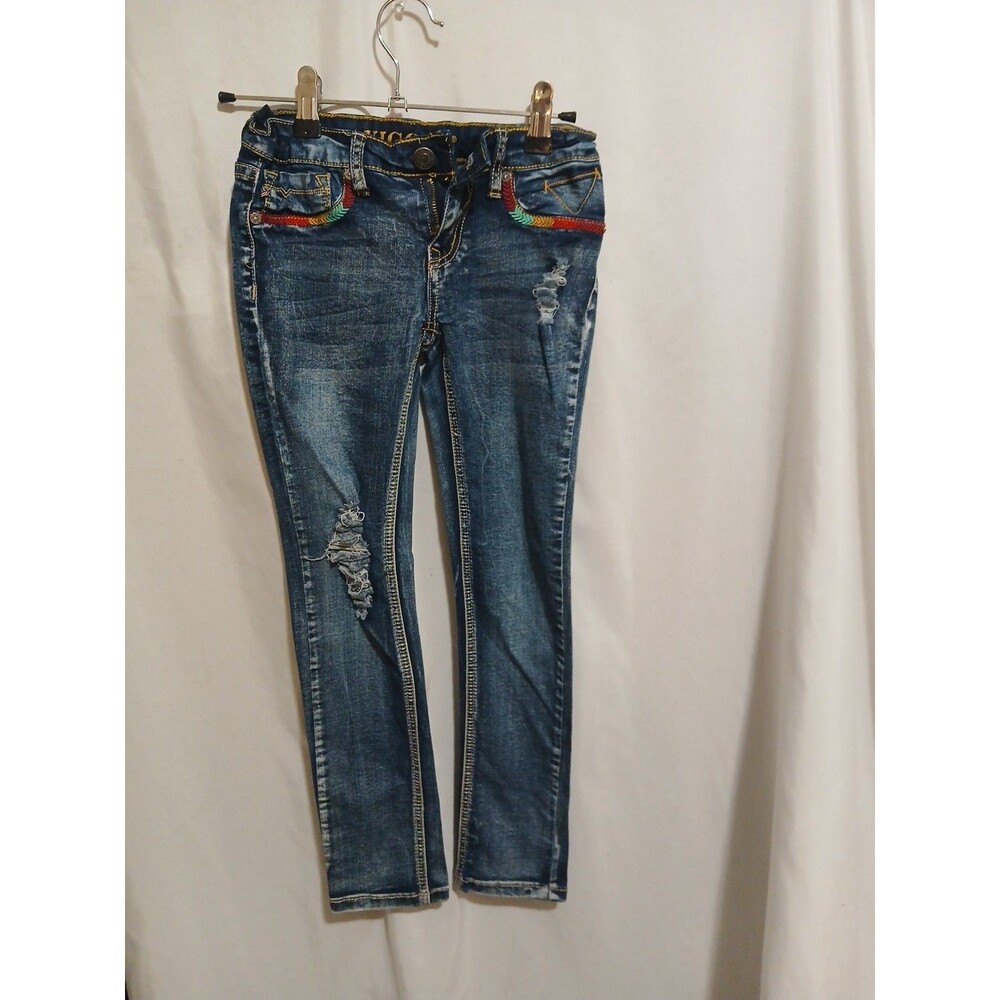 Vigoss Girls Ankle Skinny Embroidered Denim Jeans 7